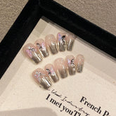 Neue Mode Press-On Nails Ballerina Medium Sarg Schmetterling Design ABS Acryl Künstliche Fingernägel